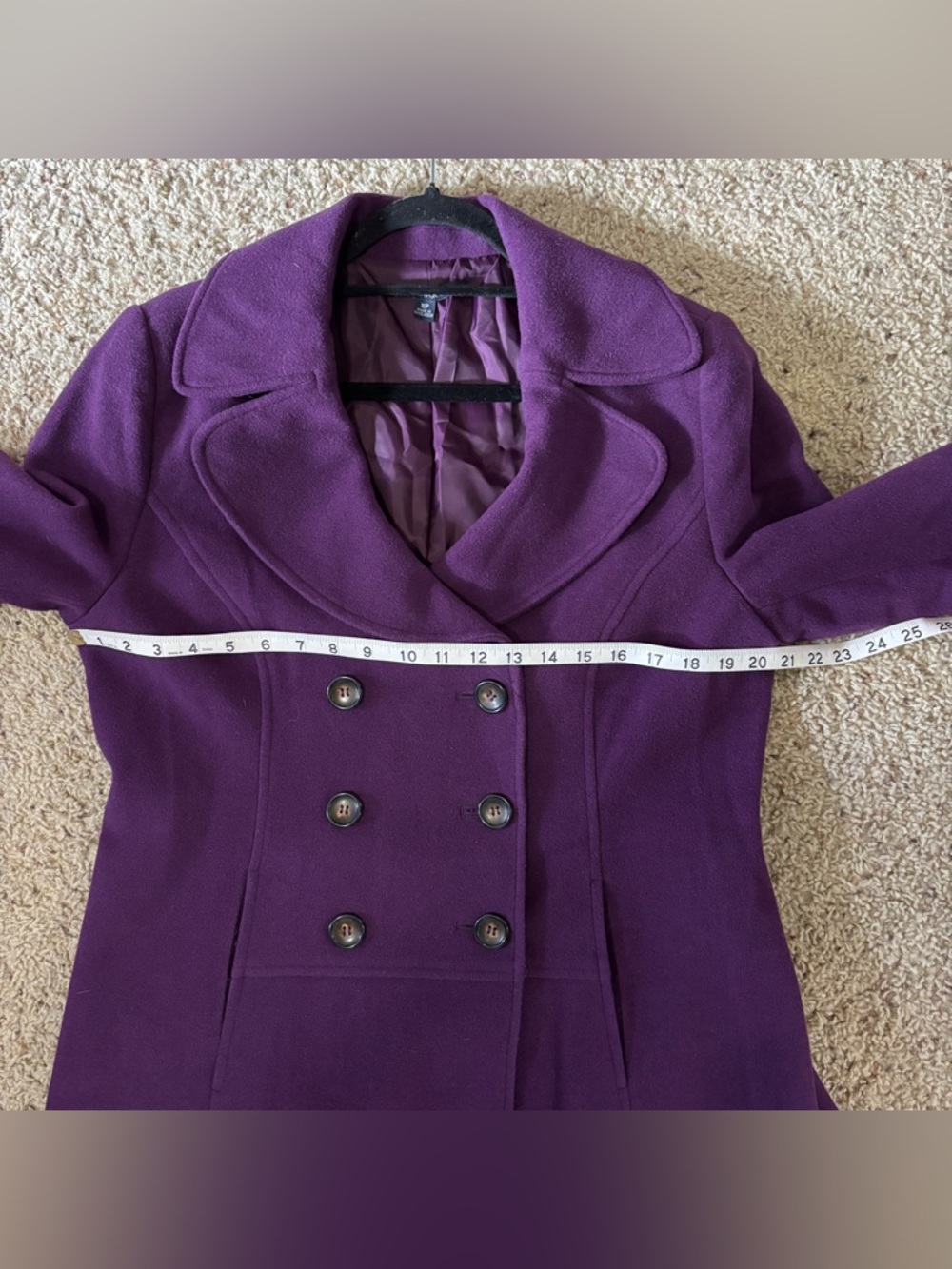 VTG CHADWICKS Purple Double Breasted Wool Blend Coat Womens 10P - Picture 7 of 8